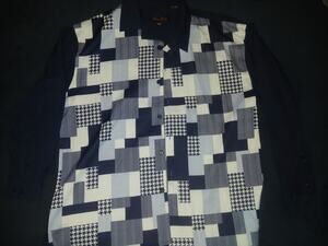Vintage Bruno Conte Blue Striped Button Down Dress Shirt Sz 2xl